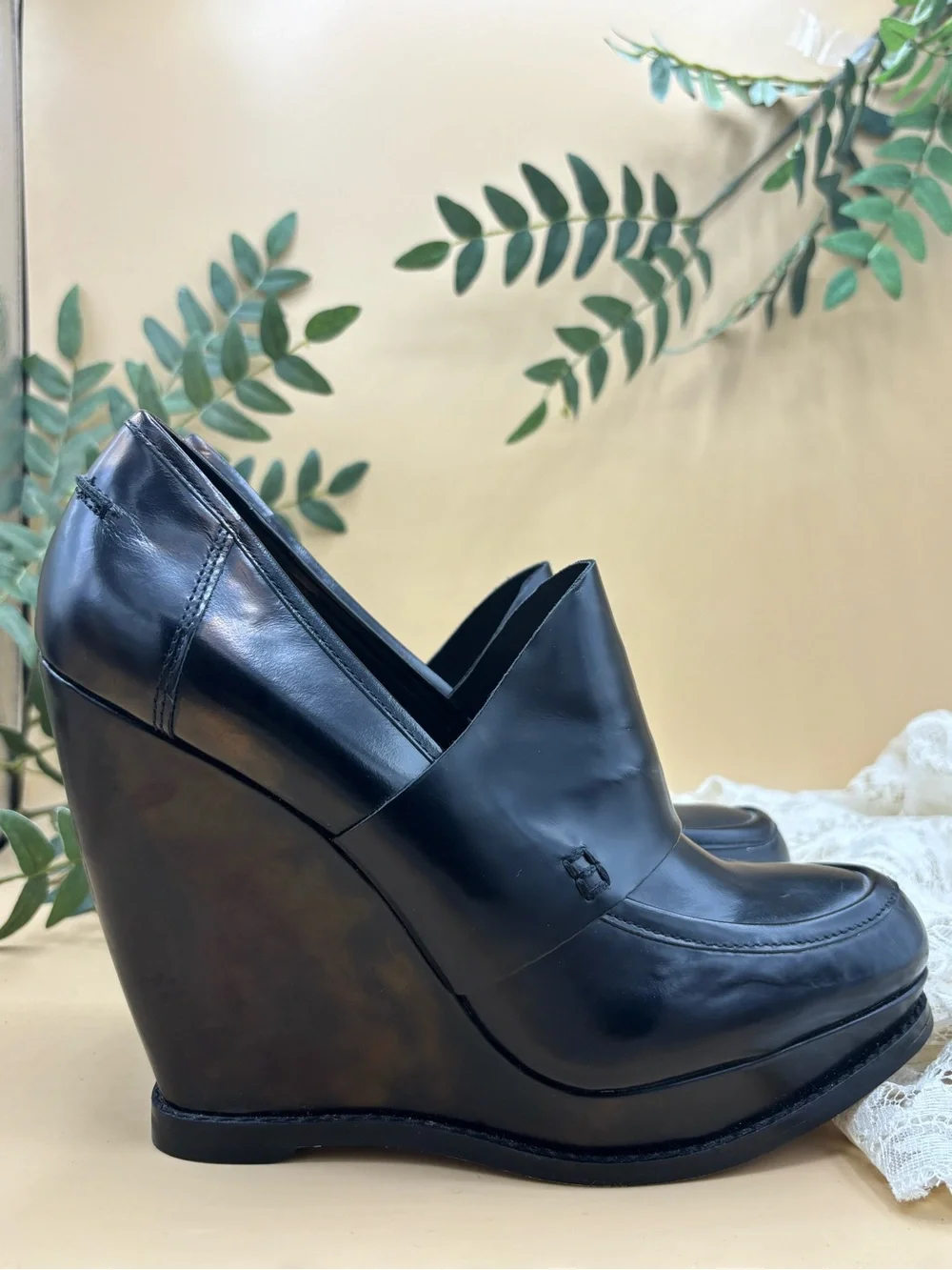 Sam Edelman Classic Black Leather Slip-On Platform Loafers